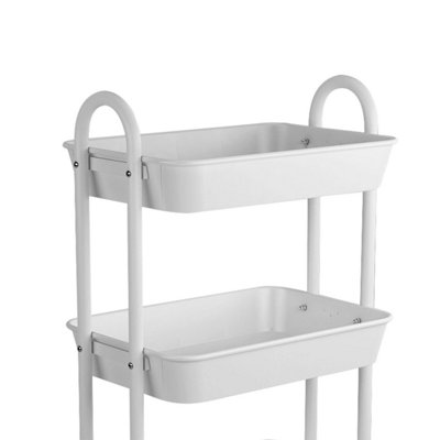 Taylor & Brown 3Tier Rolling Storage Cart, Utility Organizer with Locking Wheels & Handles for Home, Office, Kitchen, White