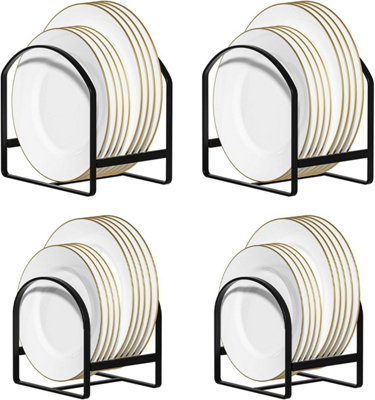 Taylor & Brown 4 Pack Black Plate Holder Organizer for Cabinet, Dish ...