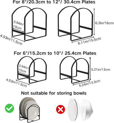 Taylor & Brown 4 Pack Black Plate Holder Organizer for Cabinet, Dish ...