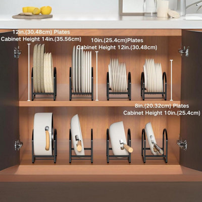 Taylor & Brown 4 Pack Black Plate Holder Organizer for Cabinet, Dish ...