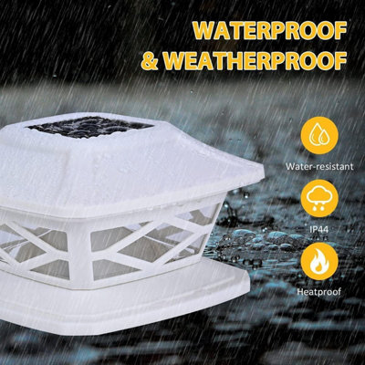 Solar-Powered Black Cap Light For 6x6 Posts - White LED, Dusk-to-Dawn, Outdoor Garden Light 3 thumbnail image