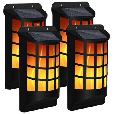 Taylor & Brown 4 Pack Solar Wall Lights, 60 LED Flickering Flame Torch, Waterproof Outdoor Lamp for Garden, Patio, Pathway, Yard