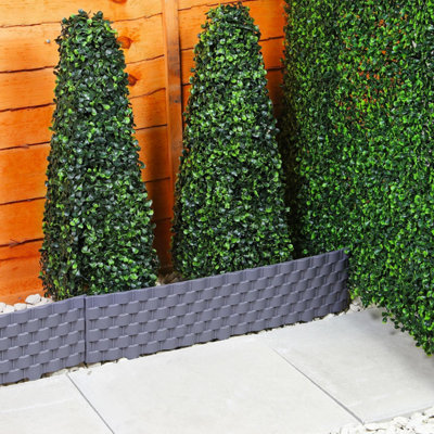 Taylor & Brown 4pc Grey Garden Fencing Set, Faux Rattan Effect Plastic ...