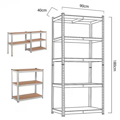 Taylor & Brown 5-Tier Heavy Duty Galvanised Metal Shelving, Adjustable ...