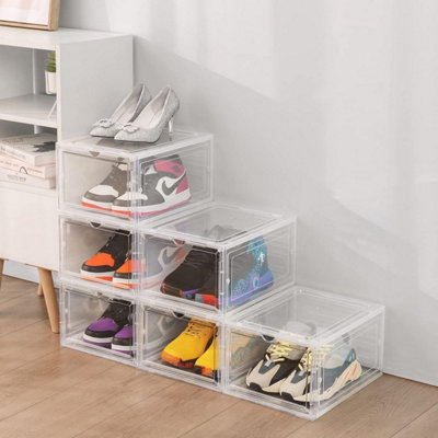 Taylor & Brown 6 Pack Clear Stackable Shoe Storage Boxes Durable ...