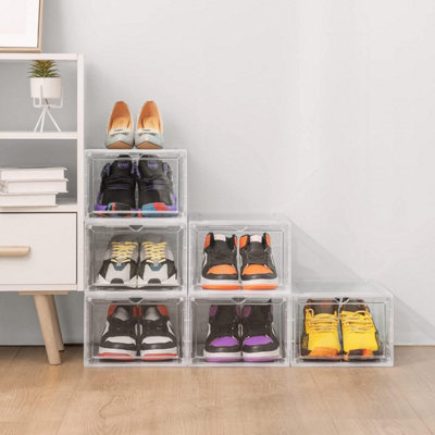 Taylor & Brown 6 Pack Clear Stackable Shoe Storage Boxes Durable ...