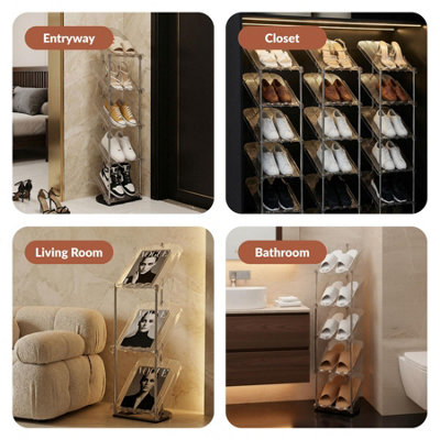 Taylor & Brown 6 Tier Sloping Shoe Rack, Slim Tall Narrow Shoe Rack ...
