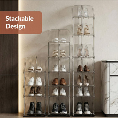 Taylor & Brown 6 Tier Sloping Shoe Rack, Slim Tall Narrow Shoe Rack ...