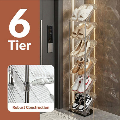 Taylor & Brown 6 Tier Sloping Shoe Rack, Slim Tall Narrow Shoe Rack ...