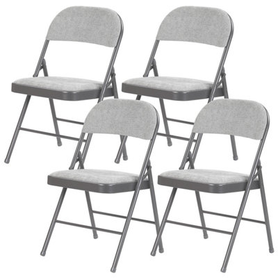 Taylor & Brown 6 x Deluxe Fabric Padded Folding Chairs with Metal Frame and Folding Backrest for Home, Garden, Office - Grey