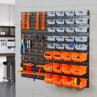 Taylor & Brown 66pc Wall Mounted Tool Storage Organizer with Bins ...