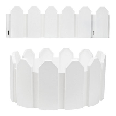 Taylor & Brown 8 Pack White Interlocking Garden Edging Plastic Picket Border with Pegs, 2.35m for Flowerbeds & Paths