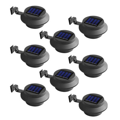 Taylor & Brown 8 x Solar LED Fence Gutter Lights, Super Bright, Weather-Resistant, No Wiring, Home & Garden Décor (Black)