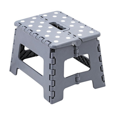 Taylor & Brown 9" AntiSlip Folding Step Stool, Compact Plastic Stool for Kids & Adults, Kitchen, Garden, Bathroom (Grey)