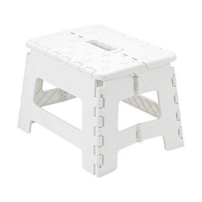 Taylor & Brown 9Inch AntiSlip Folding Step Stool, Compact Plastic Stool for Kids & Adults, Kitchen, Garden, Bathroom  White