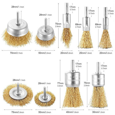 9pcs Brass Coated Wire Brush Wheel And Cup Brush Set | Seychelles