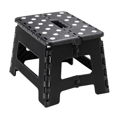 Taylor & Brown AntiSlip Folding Step Stool, 9 Inch Height, Compact Foldable for Kids & Adults, Kitchen, Garden, Bathroom (Black)