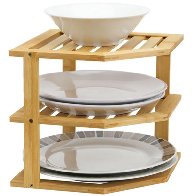 Taylor & Brown Bamboo 3Tier Corner Shelf Organiser Kitchen & Bathroom ...