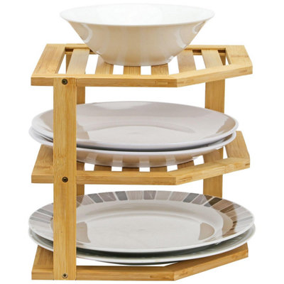 Taylor & Brown Bamboo 3Tier Corner Shelf Organiser Kitchen & Bathroom ...