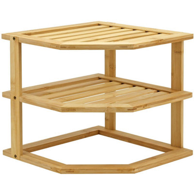 Taylor & Brown Bamboo 3Tier Corner Shelf Organiser Kitchen & Bathroom ...