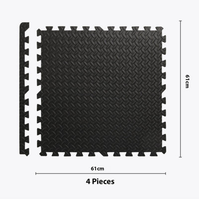 Taylor & Brown Black Interlocking Foam Mats Tiles Gym Play Garage Workshop Floor Mat (24 Mats 96 SQ FT)