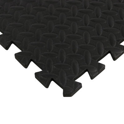 Taylor & Brown Black Interlocking Foam Mats Tiles Gym Play Garage ...