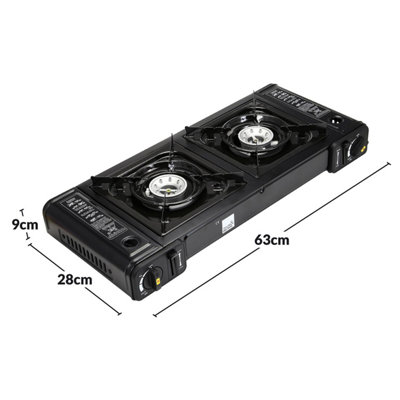 Taylor Brown Black Portable Dual Burner Camping Stove, EN417