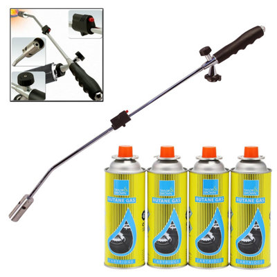 Taylor & Brown Blowtorch Weed Burner Garden Weed Killer, Moss Remover, De Icing, BBQ Lighting Adjustable Flame + 4 Gas Cans