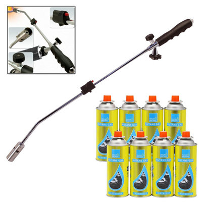Taylor & Brown Blowtorch Weed Burner Garden Weed Killer, Moss Remover, De Icing, BBQ Lighting Adjustable Flame + 8 Gas Cans