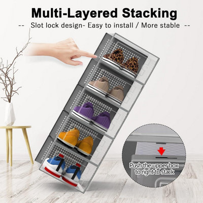 Taylor & Brown Clear Shoe Storage Boxes, 12Pack Stackable Hard Plastic ...