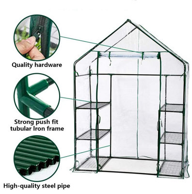 Taylor & Brown Compact WalkIn Greenhouse with 4 Shelves, Weatherproof ...