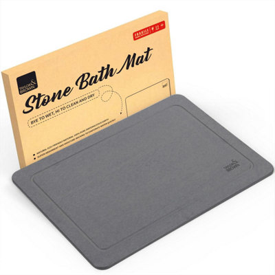 Taylor & Brown Dark Grey Diatomaceous Earth Bath Mat  NonSlip, Quick Dry, Antibacterial, AntiMould, 60x39cm, Easy to Clean