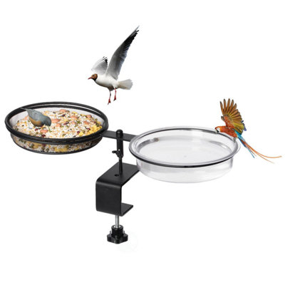 Taylor Brown Deck Bird Feeder with Metal Mesh Tray Water Bowl