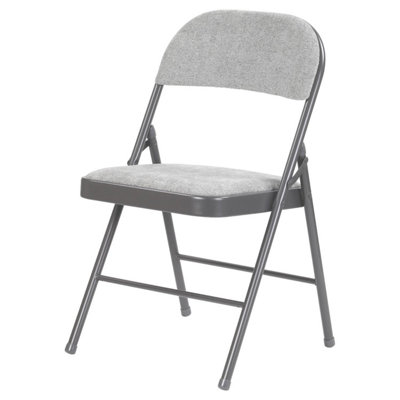 Taylor & Brown Deluxe Fabric Padded Folding Chairs with Metal Frame and Folding Backrest for Home, Garden, Office - Grey