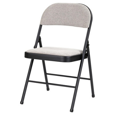 Taylor & Brown Deluxe Fabric Padded Folding Chairs with Metal Frame and Folding Backrest for Home, Garden, Office - Light Grey