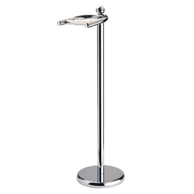 Taylor & Brown Freestanding Chrome Toilet Tissue Paper Roll Holder Stand Compact Organiser with Weighted Base
