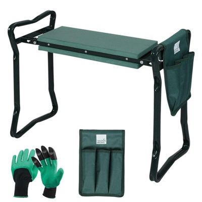 Taylor & Brown Garden Kneeler Seat with Handles, Tool Bag & GlovesFoldable, Lightweight Stool & EVA Foam Kneeling Pad