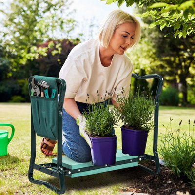 Taylor & Brown Garden Kneeler Seat with Handles, Tool Bag & GlovesFoldable, Lightweight Stool & EVA Foam Kneeling Pad