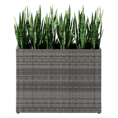 Taylor & Brown Grey Rattan Wicker Planter, Tall Rectangular with ...