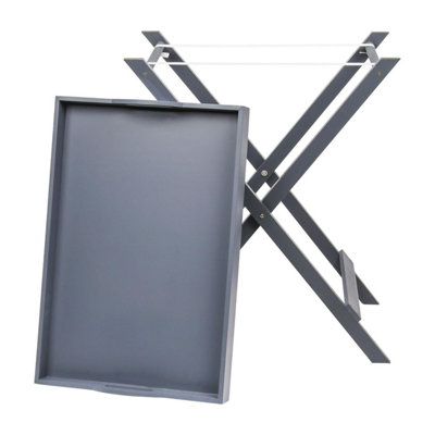 Taylor & Brown Grey Wooden Folding Butler Tray Table Portable Serving ...