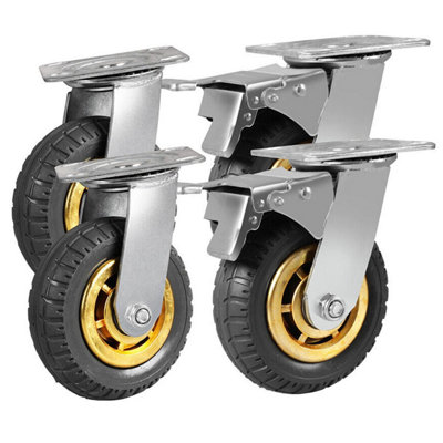Taylor & Brown Heavy Duty Swivel Castor Wheels 150mm, 1000KG, Silent Rubber, 2 Brakes, No Marks, 360 Grey Furniture Casters