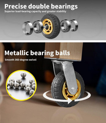 Nisorpa 4 Pcs 150mm Heavy Duty Castor Wheels,Industrial Castor Wheels Heavy Duty Trolley Wheel 360° Swivel Casters With Brakes Load Capacity 1000 KG