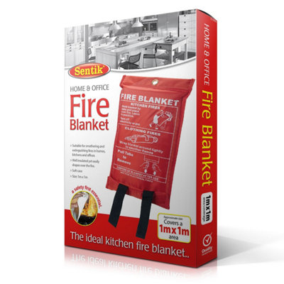 Taylor & Brown Large Fire Blanket 1x1m, Quick Release with Loops, Ideal for Home, Kitchen, Office, Garage, Caravan Safety