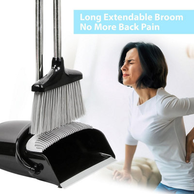 Taylor & Brown Long Handle Dustpan & Broom Set – Extendable To 130cm, Stand-Up Cleaning For Floors & Carpets
