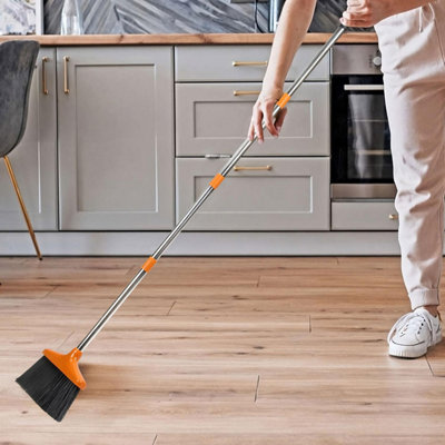 Taylor & Brown Long Handle Dustpan & Broom Set – Extendable To 130cm, Stand-Up Cleaning For Floors & Carpets