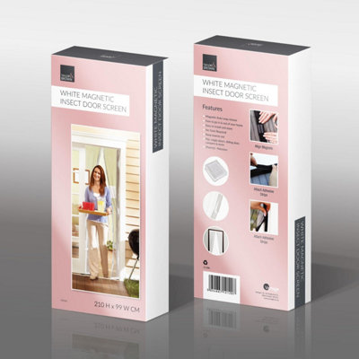 Risareyi Magnetic Window Screen | Self-Closing Mosquito Net 34x60 Inches, Fits Openings Up To 32x58 Inches, White