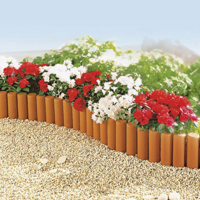 thumbnail image 2 of Prosperplast Plastic Garden Fence – 10m Brown Palisade Edge For Lawn Border, Patio, Path – Includes Fence Posts 2 of 5