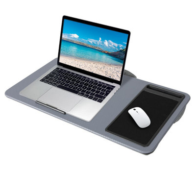 Taylor & Brown Portable Lap Desk with Cushion, AntiSlip, Mouse Pad, Wrist Rest & Phone Slot, Fits 17'' Laptops, Grey