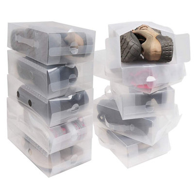 Taylor & Brown Set of 10 Clear Plastic Shoe Storage Boxes - Stackable ...