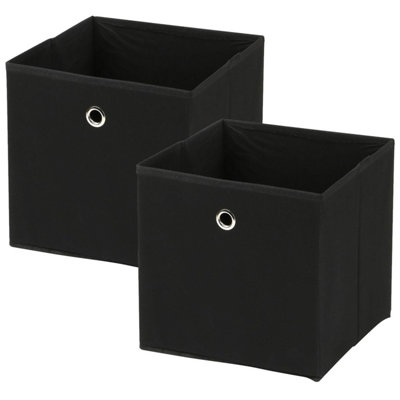 Taylor & Brown Set of 2 Foldable Cube Storage Boxes with Handles, 30 x 30 x 30 cm, Organiser for Home, Office, Nursery (Black)